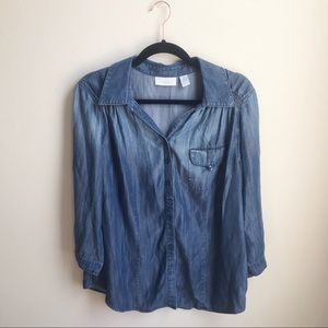 Chico’s | Long Sleeve Button Down Chambray Top